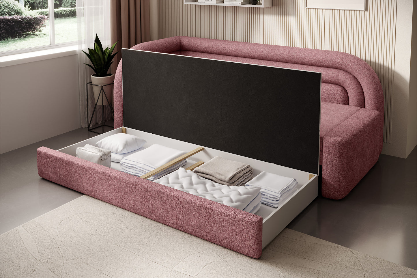 Fabillo Storage Sleeper Sofa - Blush