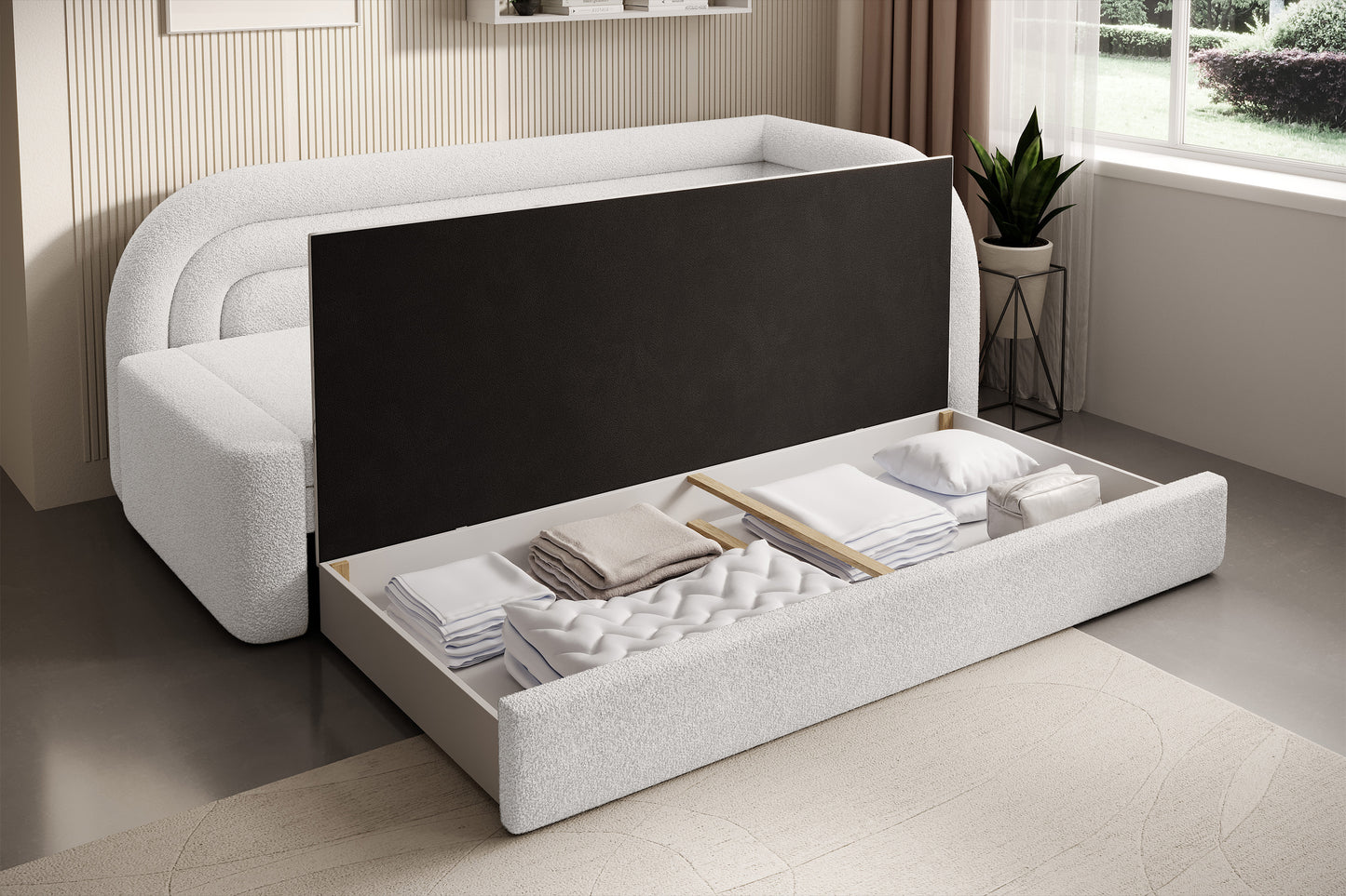 Fabillo Storage Sleeper Sofa - Pearl White