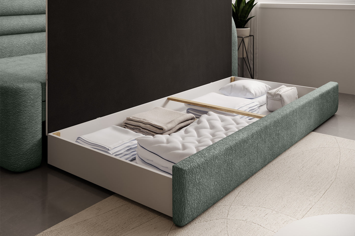Fabillo Storage Sleeper Sofa - Moss Green
