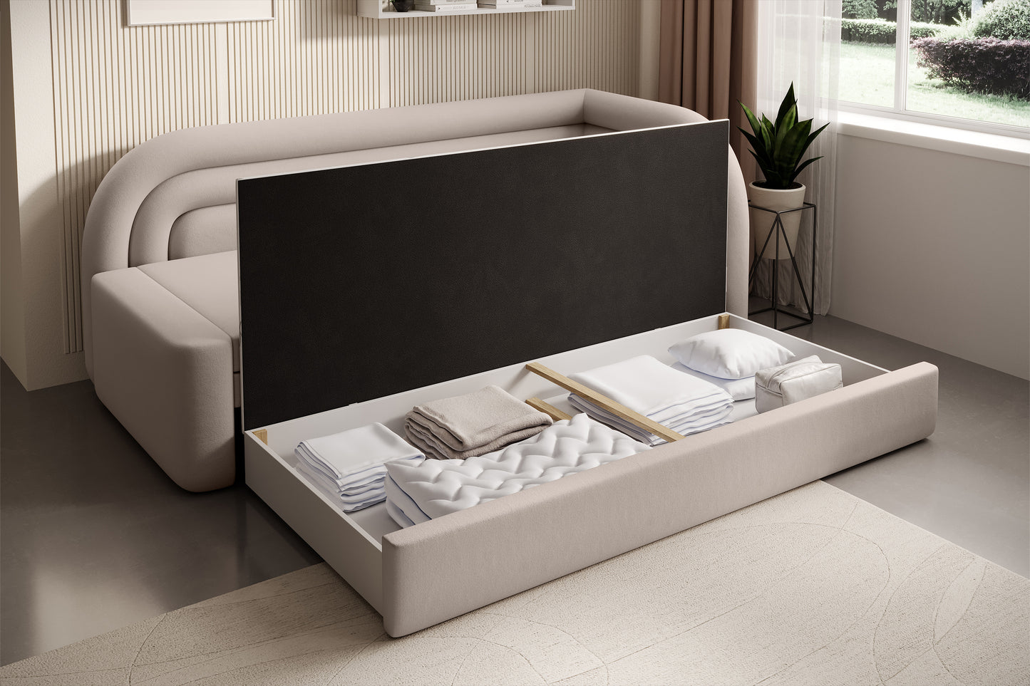 Fabillo Storage Sleeper Sofa - Beige