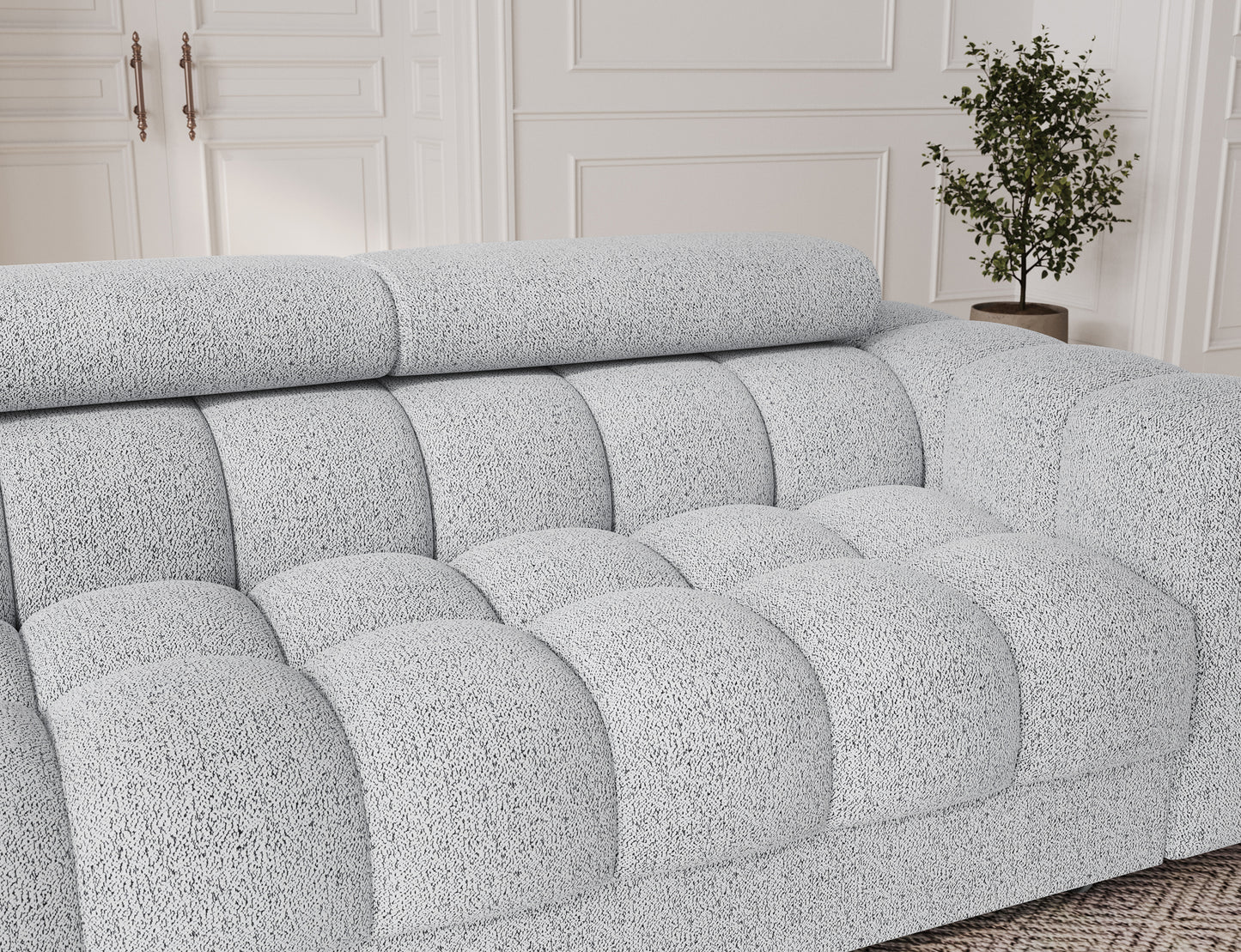 ReForm Creative Home Festello 3 Seater Sleeper Chaise Sofa - Light Grey-Free Delivery-USA & CANADA