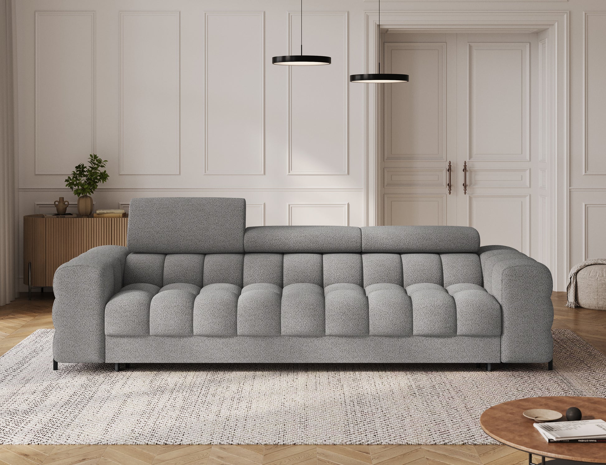 ReForm Creative Home Festello 3 Seater Sleeper Chaise Sofa - Grey-Free Delivery-USA & CANADA