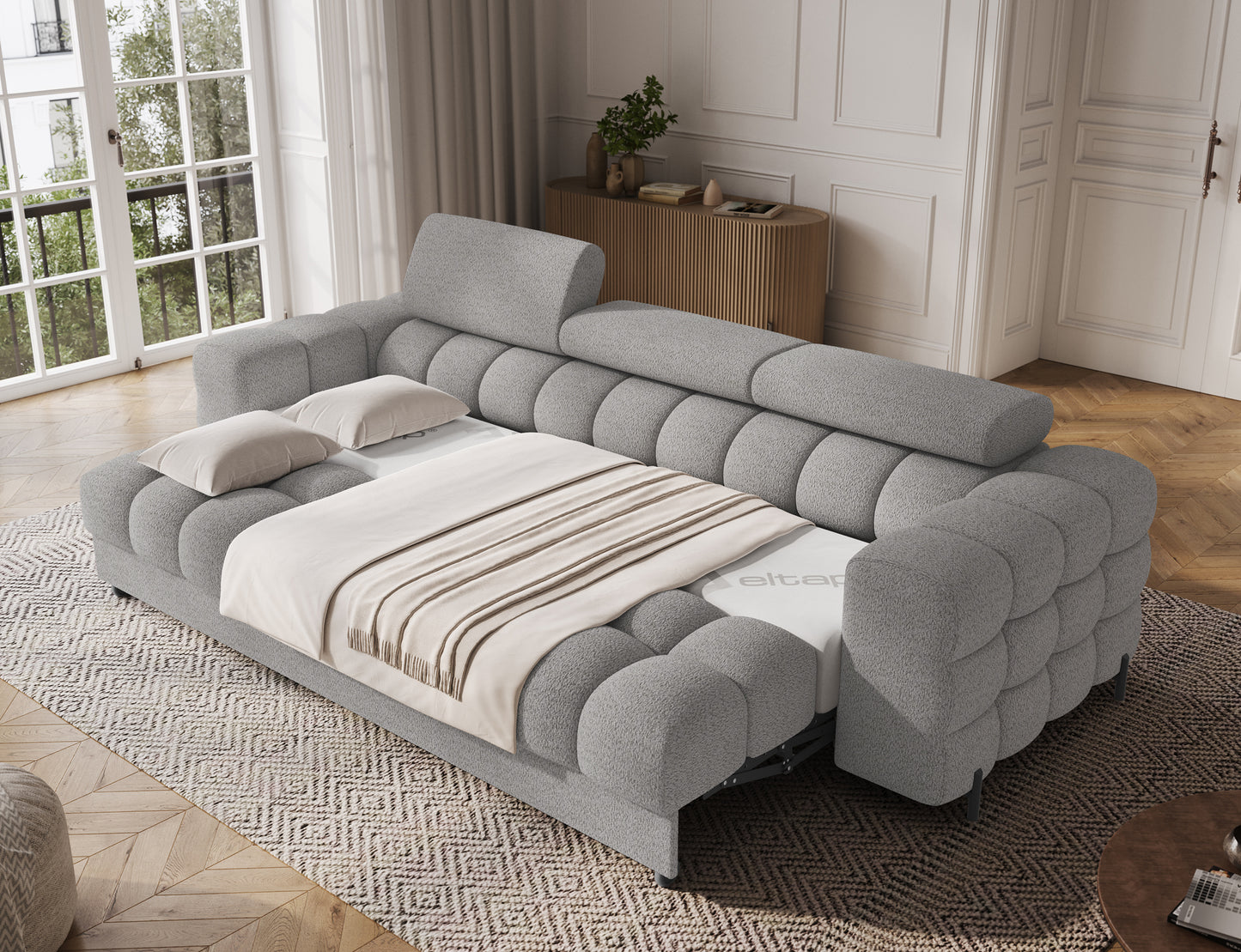 ReForm Creative Home Festello 3 Seater Sleeper Chaise Sofa - Grey-Free Delivery-USA & CANADA