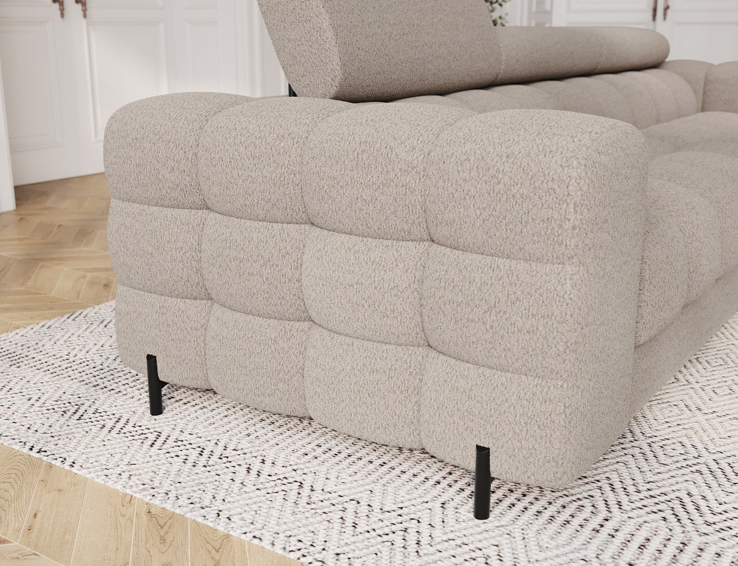 Festello 3 Seater Sleeper Chaise Sofa - Beige