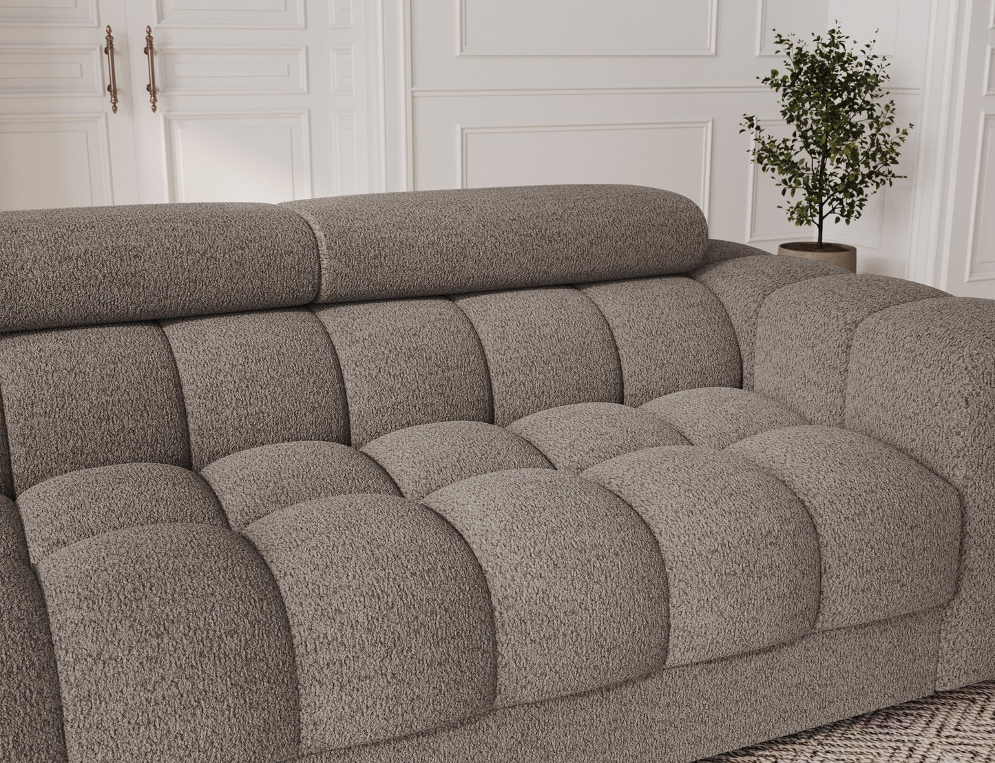 ReForm Creative Home Festello 3 Seater Sleeper Chaise Sofa - Brown-Free Delivery-USA & CANADA