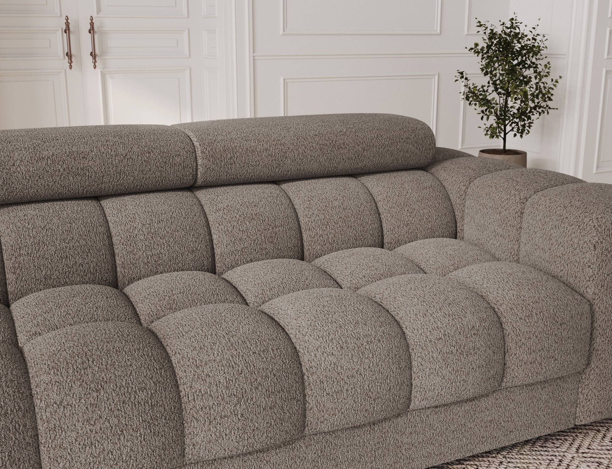 ReForm Creative Home Festello 3 Seater Sleeper Chaise Sofa - Brown-Free Delivery-USA & CANADA