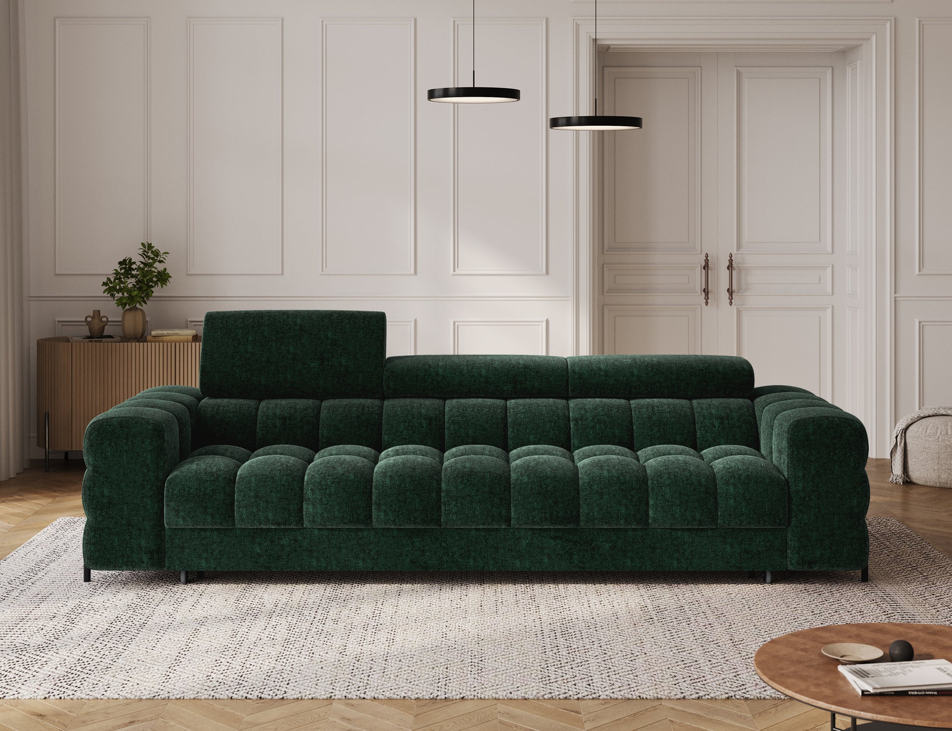 ReForm Creative Home Festello 3 Seater Sleeper Chaise Sofa - Emerald Green-Free Delivery-USA & CANADA