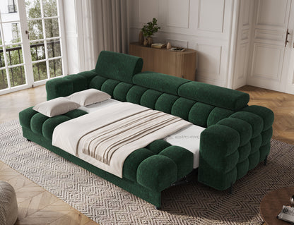 ReForm Creative Home Festello 3 Seater Sleeper Chaise Sofa - Emerald Green-Free Delivery-USA & CANADA