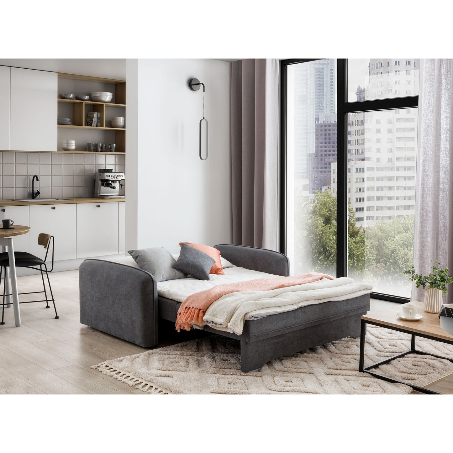 Laine Condo Style 2 Seater Storage Sleeper Sofa - Medium Grey