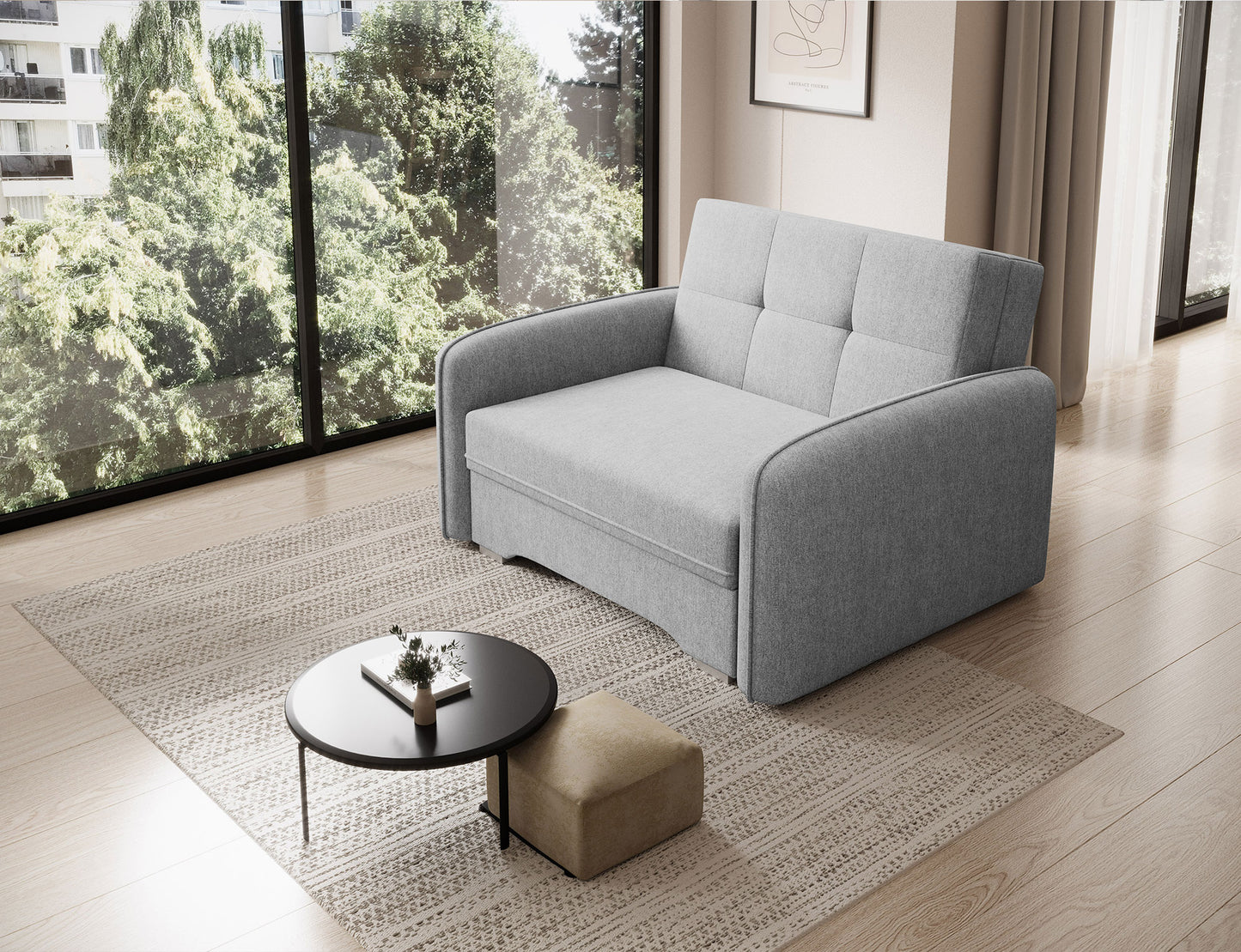 Laine Condo Style 1 Seater Storage Sleeper Sofa - Light Grey