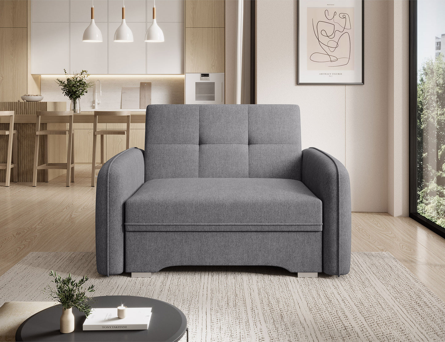 Laine Condo Style 1 Seater Storage Sleeper Sofa - Medium Grey