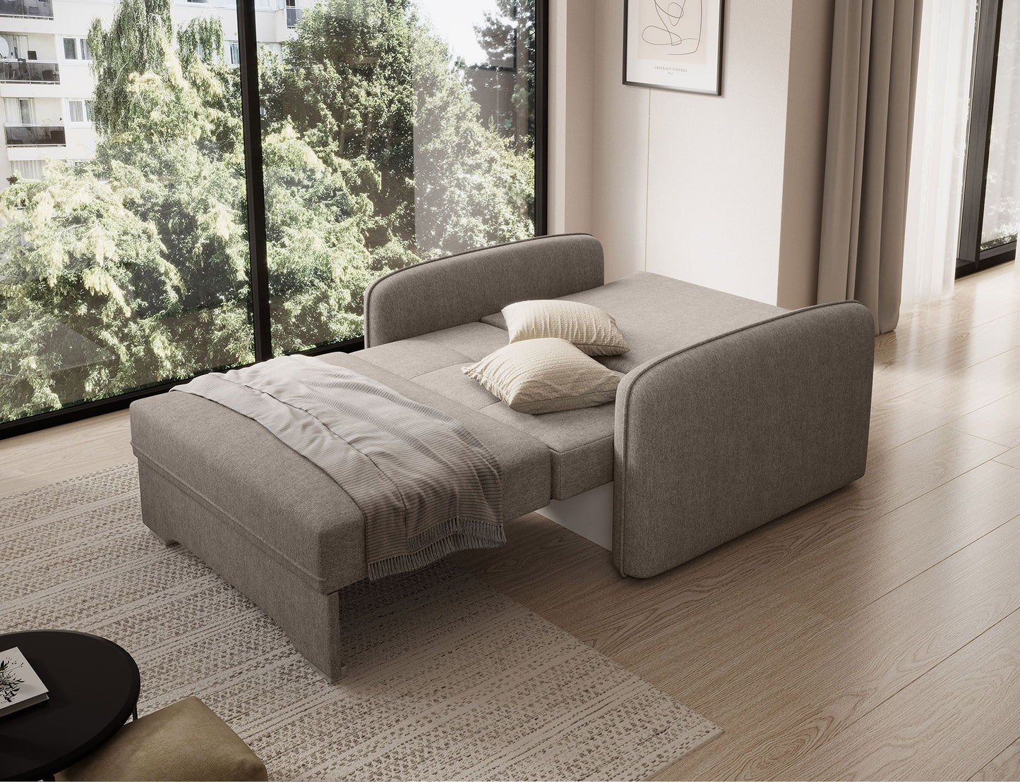 Laine Condo Style 1 Seater Storage Sleeper Sofa - Beige