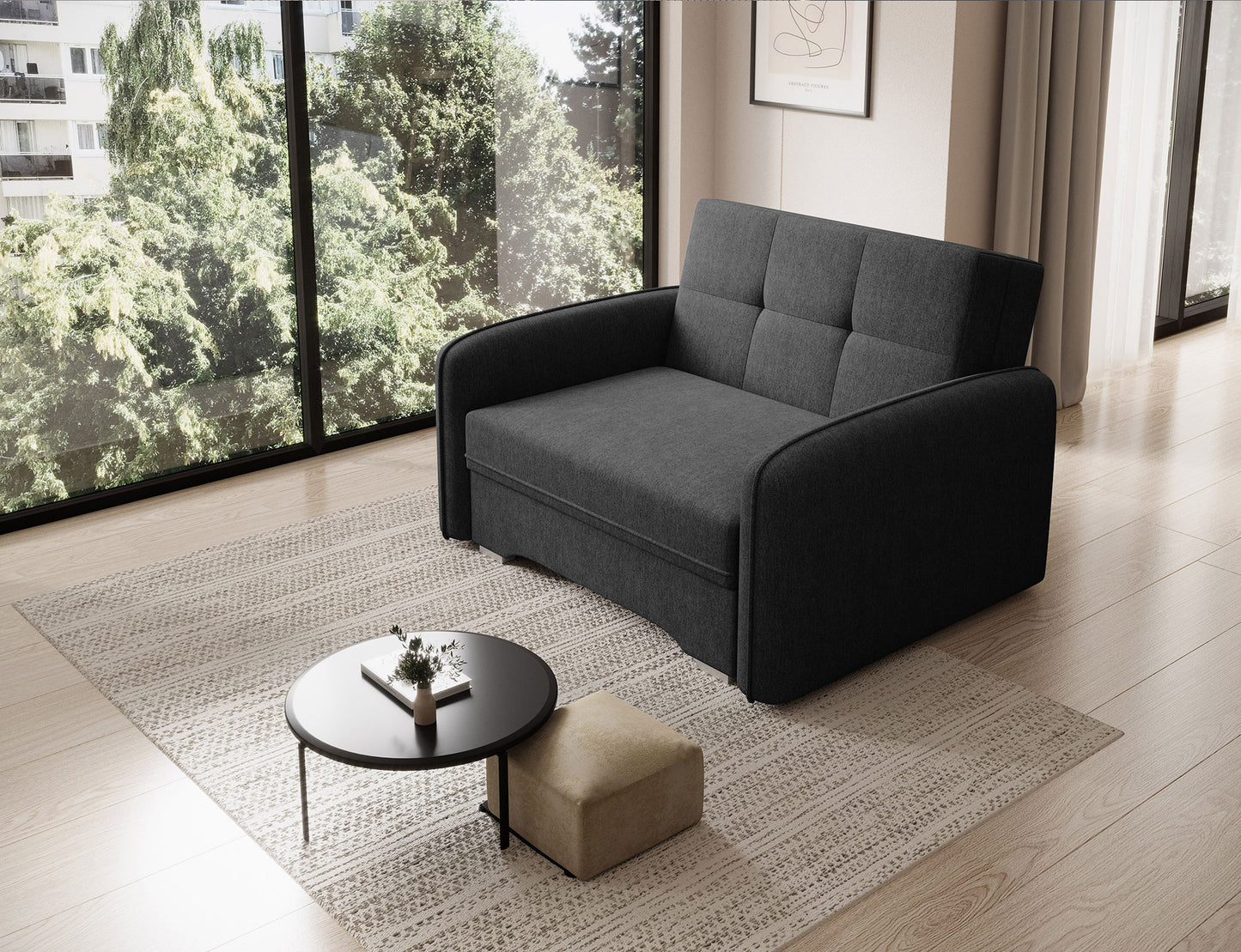 Laine Condo Style 1 Seater Storage Sleeper Sofa - Black