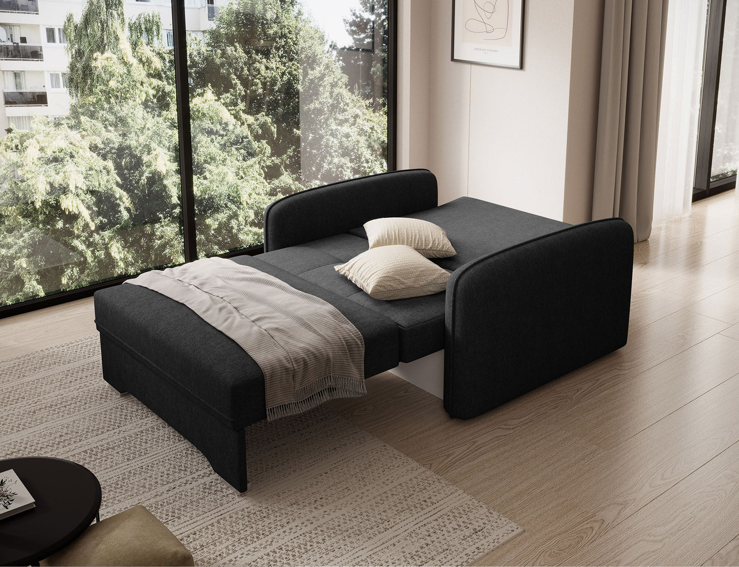 Laine Condo Style 1 Seater Storage Sleeper Sofa - Black