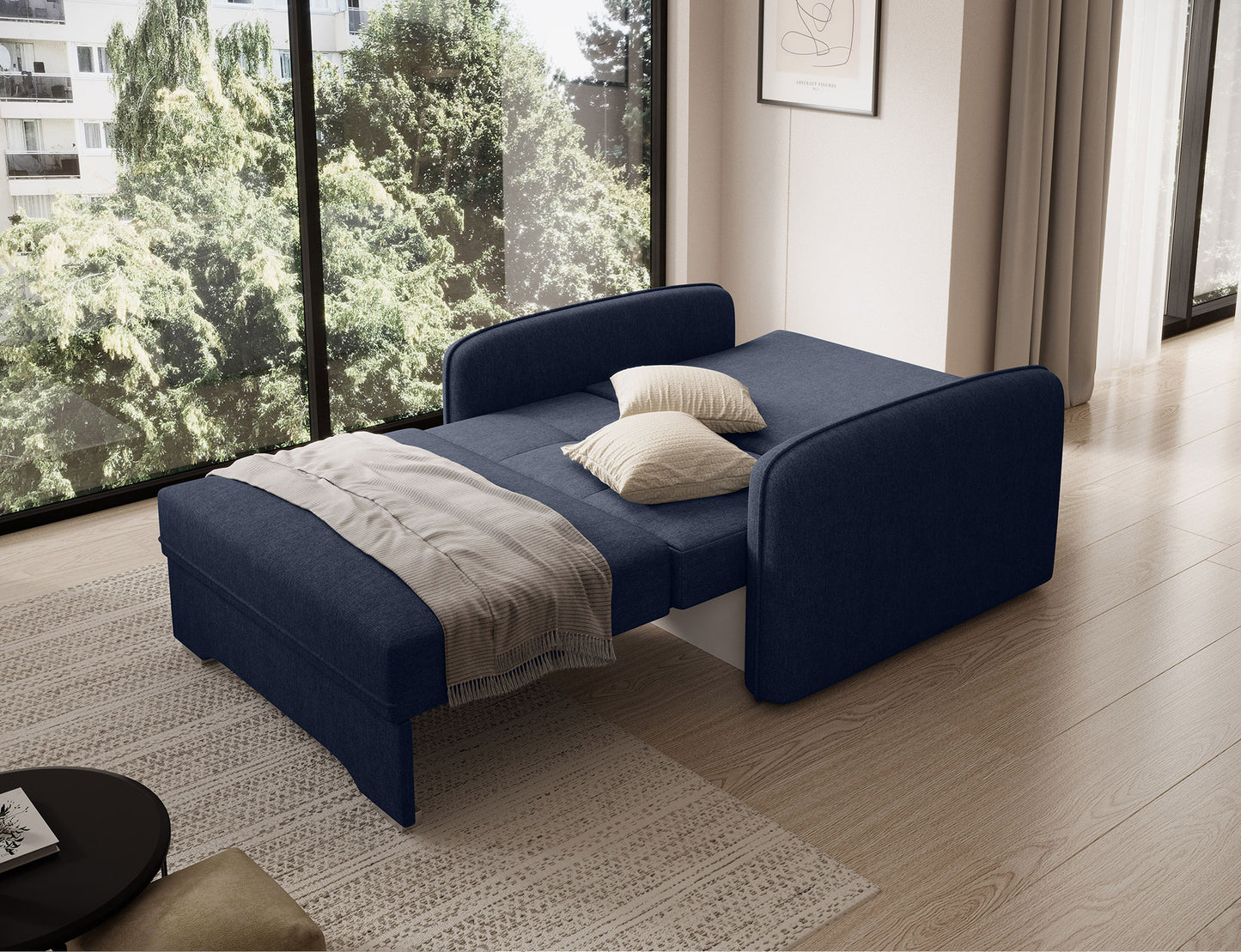 Laine Condo Style 1 Seater Storage Sleeper Sofa - Navy Blue