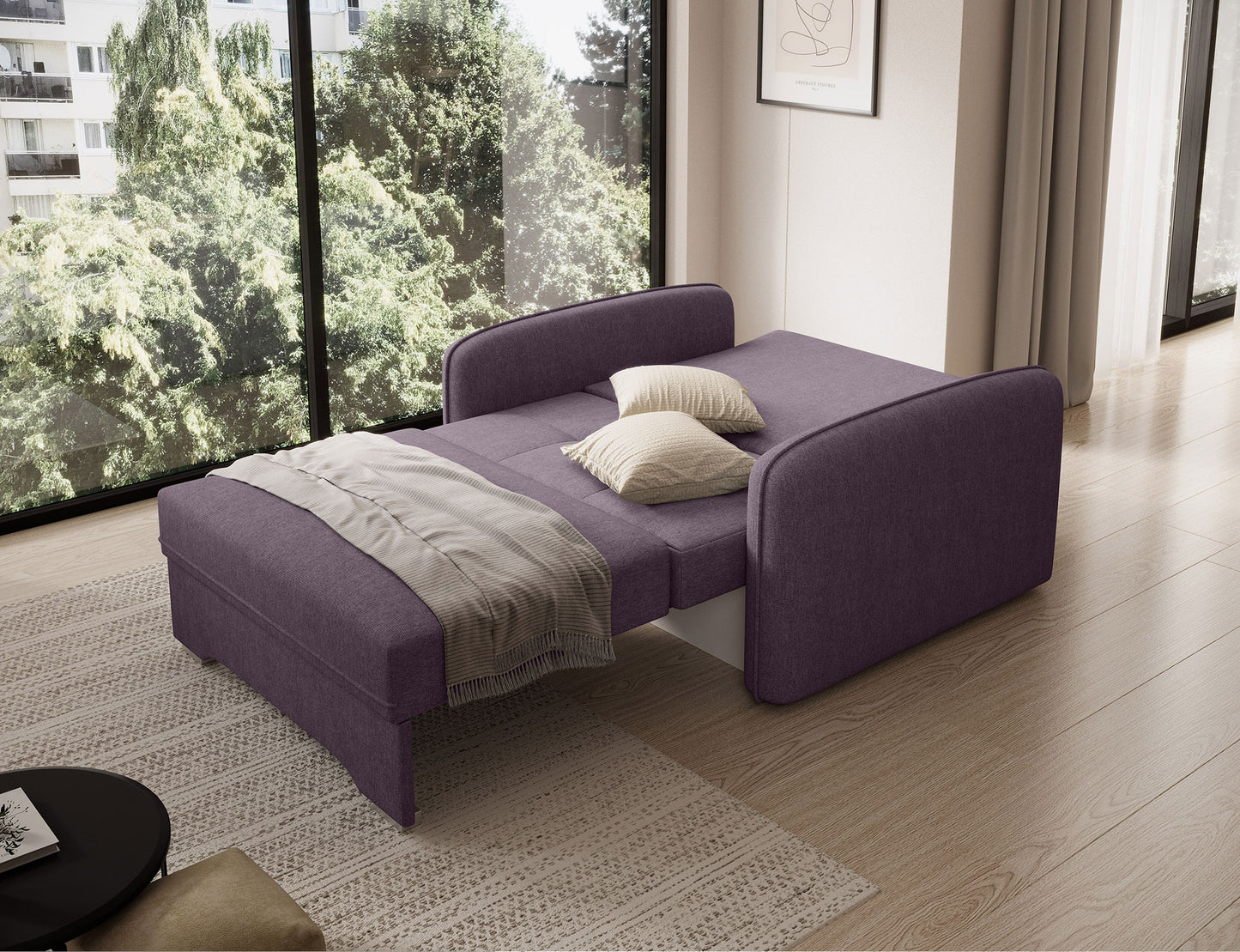 Laine Condo Style 1 Seater Storage Sleeper Sofa - Plum Purple