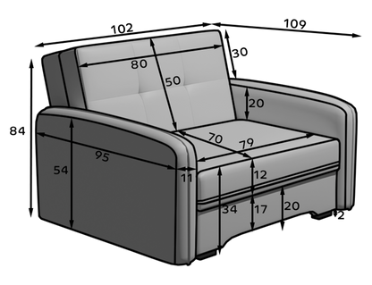 Laine Condo Style 1 Seater Storage Sleeper Sofa - Medium Grey