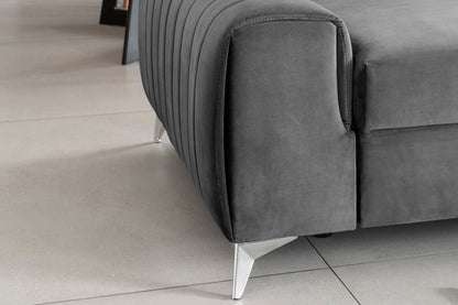 Laurence 3 Seater Velvet Sleeper Sofa - Light Grey