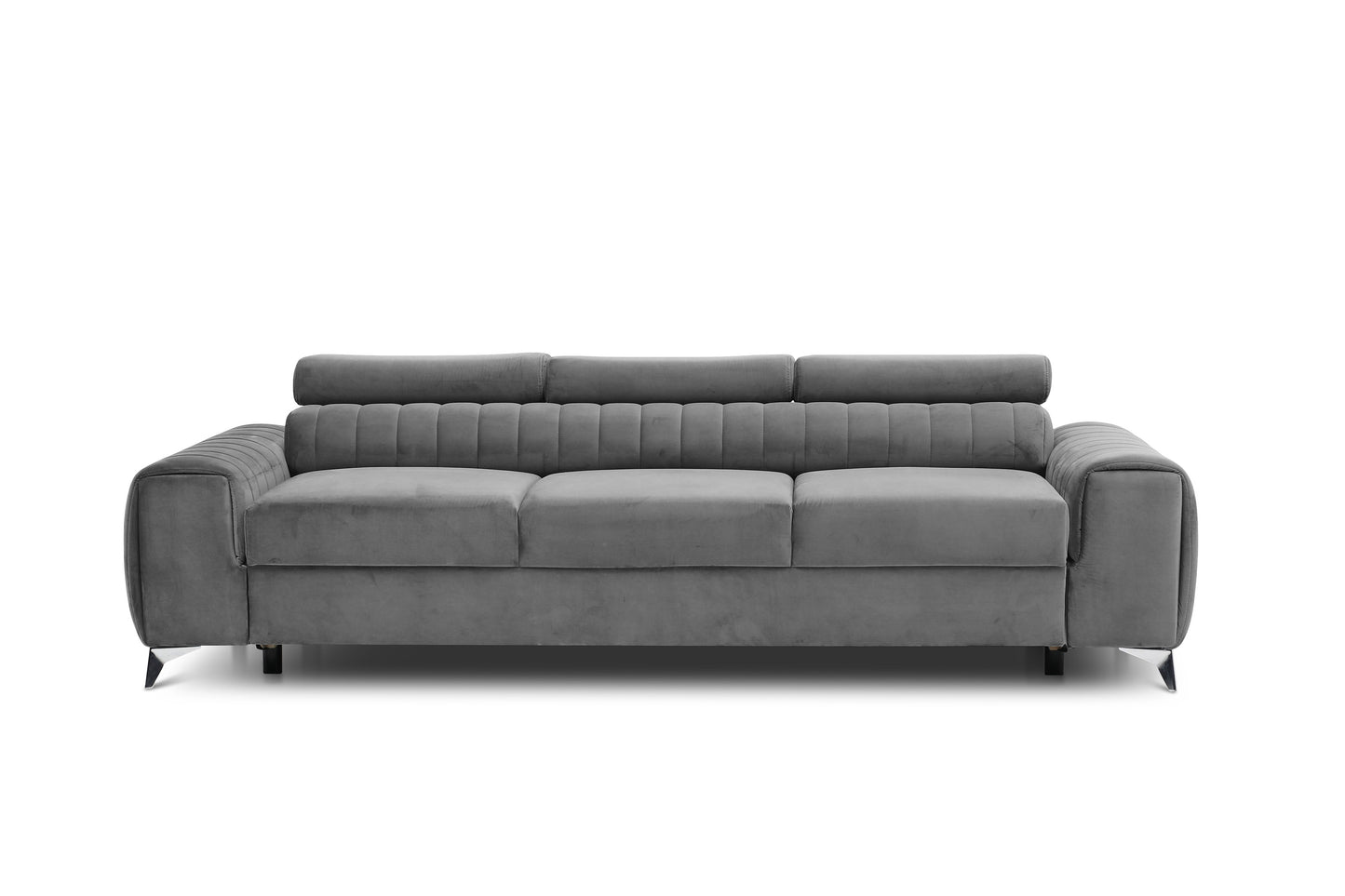 Laurence 3 Seater Velvet Sleeper Sofa - Light Grey