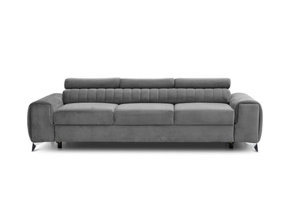 Laurence 3 Seater Velvet Sleeper Sofa - Light Grey