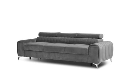 Laurence 3 Seater Velvet Sleeper Sofa - Light Grey