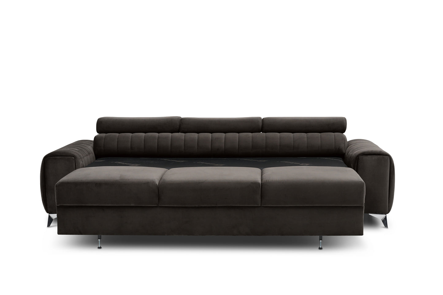 Laurence 3 Seater Velvet Sleeper Sofa - Dark Brown