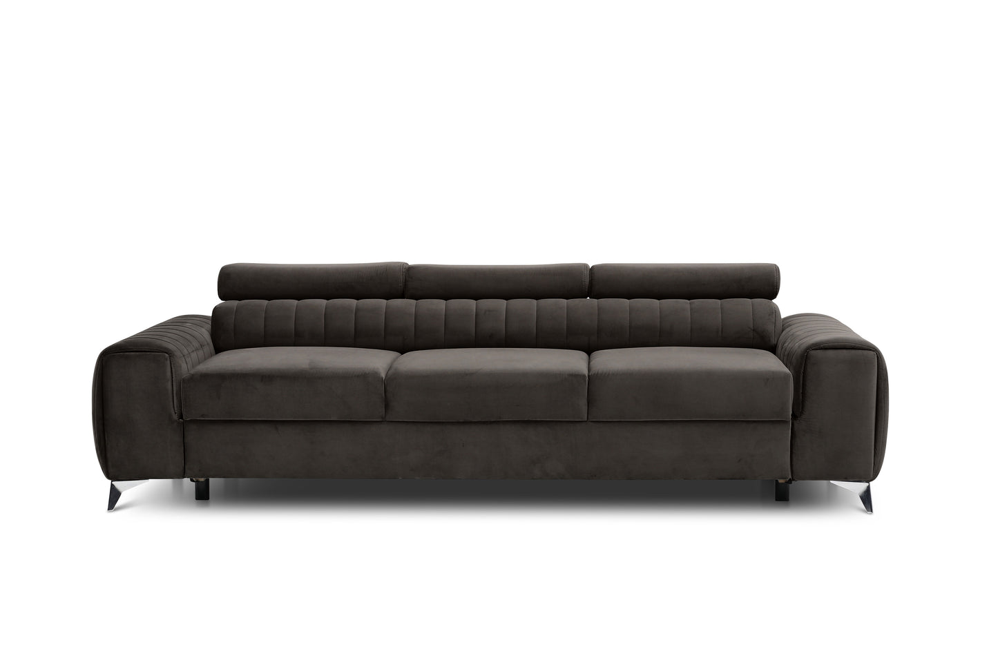 Laurence 3 Seater Velvet Sleeper Sofa - Dark Brown