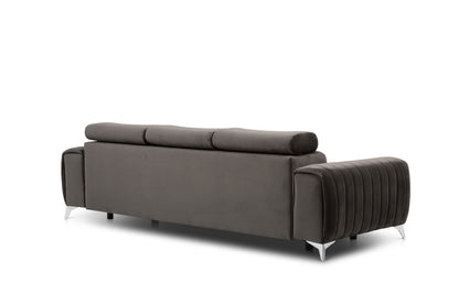 Laurence 3 Seater Velvet Sleeper Sofa - Dark Brown