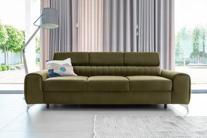 Laurence 3 Seater Velvet Sleeper Sofa - Olive Green