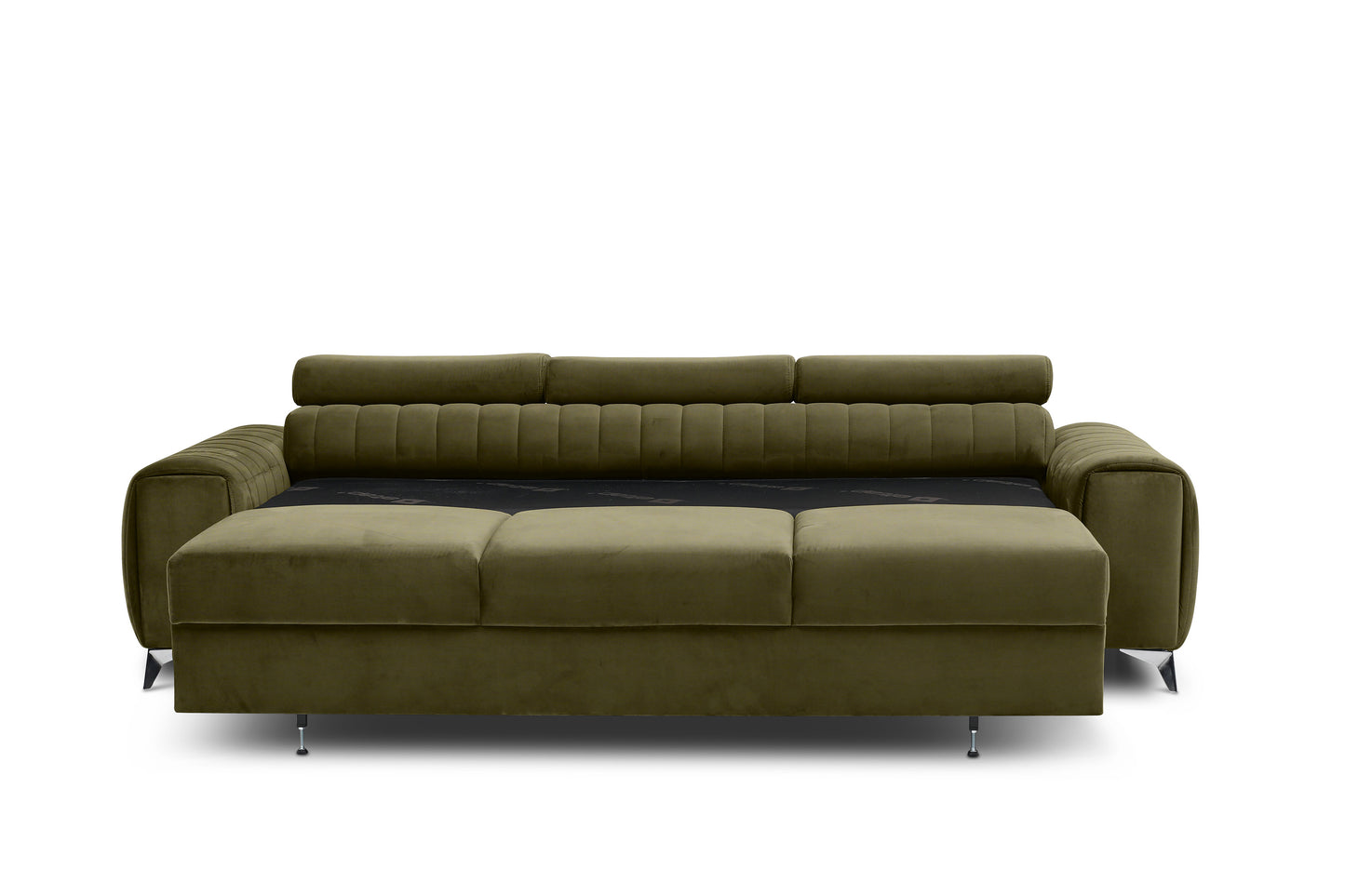 Laurence 3 Seater Velvet Sleeper Sofa - Olive Green