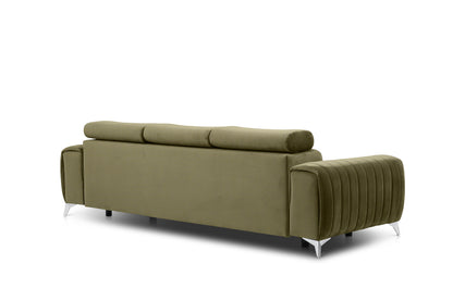 Laurence 3 Seater Velvet Sleeper Sofa - Olive Green