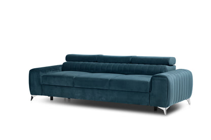 Laurence 3 Seater Velvet Sleeper Sofa - Teal Blue