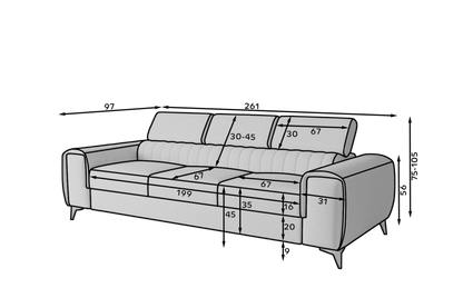 Laurence 3 Seater Velvet Sleeper Sofa - Beige