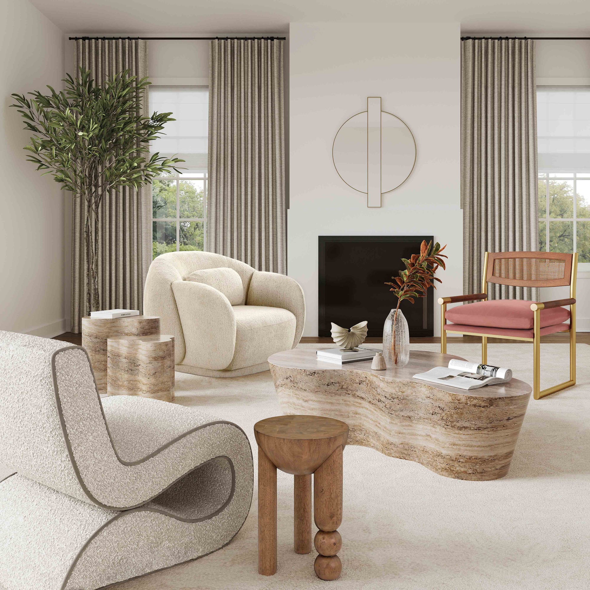 ReForm Creative Home-Eileen 59" Indoor/Outdoor Concrete Coffee Table - Multiple Options. Free Delivery-USA & CANADA