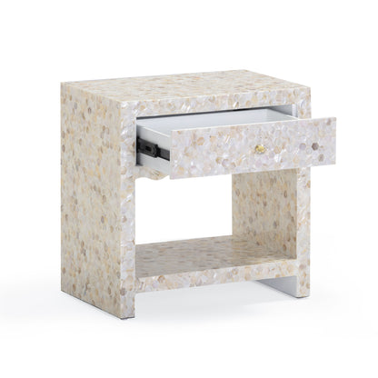 ReForm Creative Home-Opal 22" Natural Mother of Pearl Inlaid Storage Drawer Nightstand - Natural