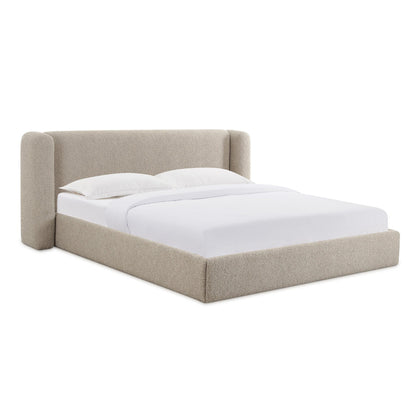 ReForm Creative Home Duru Upholstered Performance Grade Platform Boucle Bed - Taupe. Free Delivery-USA & CANADA