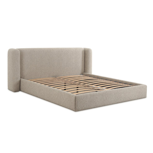 ReForm Creative Home Duru Upholstered Performance Grade Platform Boucle Bed - Taupe. Free Delivery-USA & CANADA