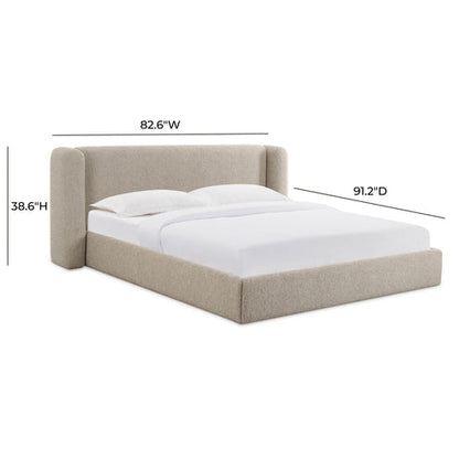 Duru Upholstered Performance Grade Platform Boucle Bed - Taupe