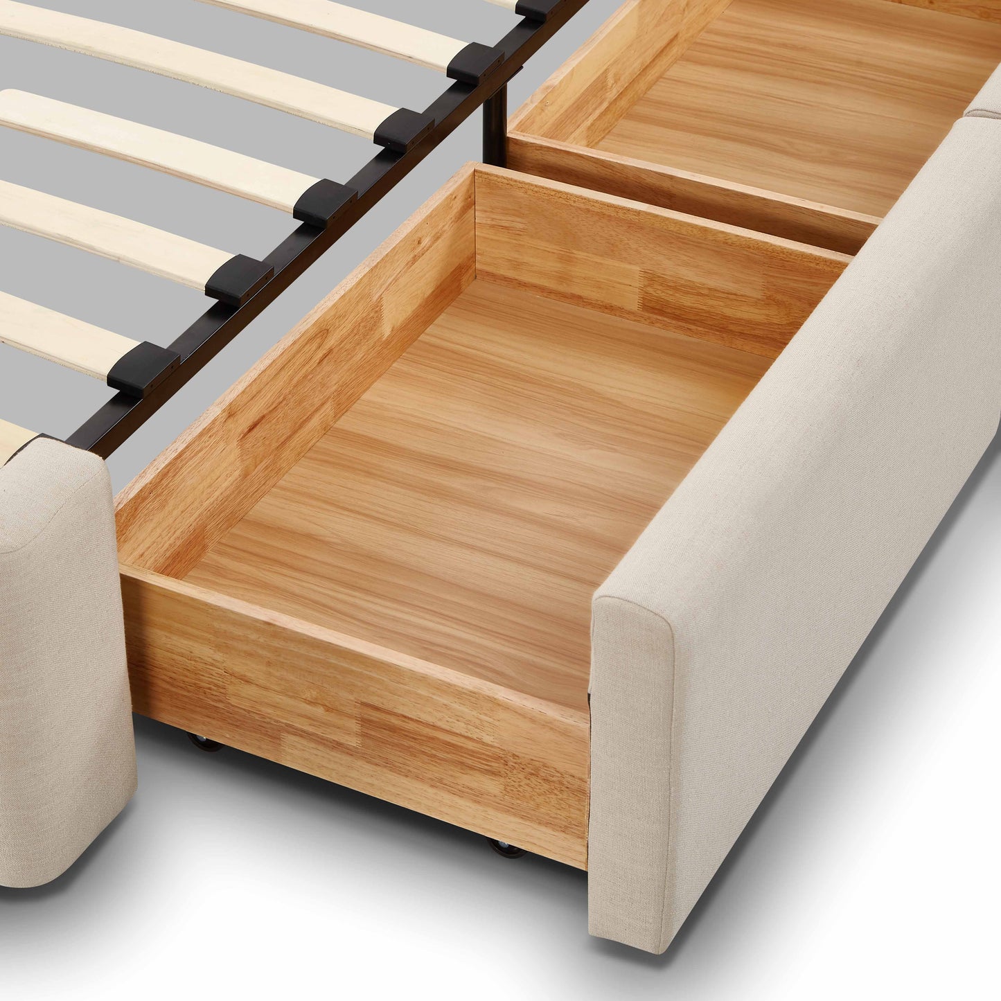 Savanna Upcycled Linen Platform Storage Bed - Taupe