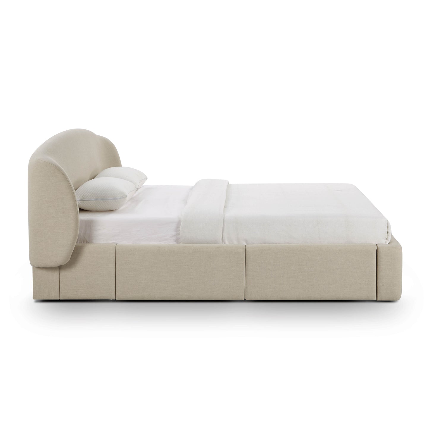 Savanna Upcycled Linen Platform Storage Bed - Taupe