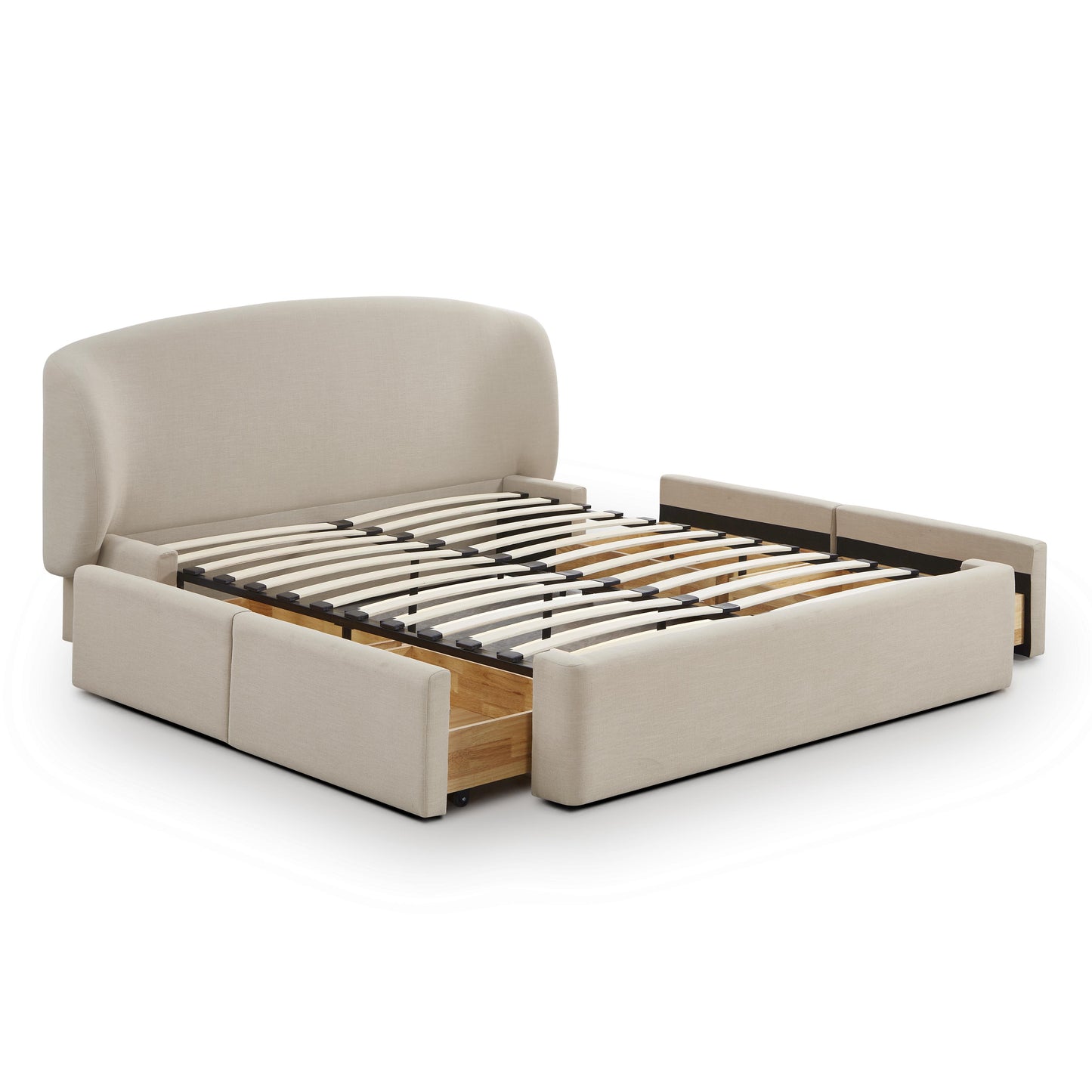 Savanna Upcycled Linen Platform Storage Bed - Taupe