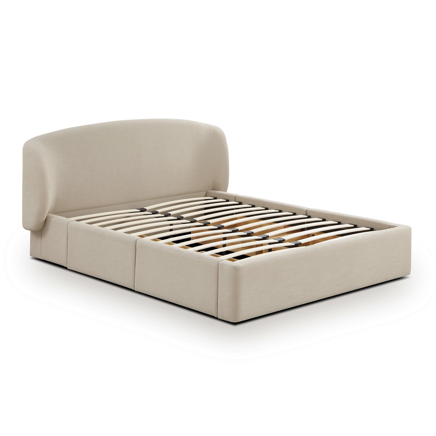 Savanna Upcycled Linen Platform Storage Bed - Taupe