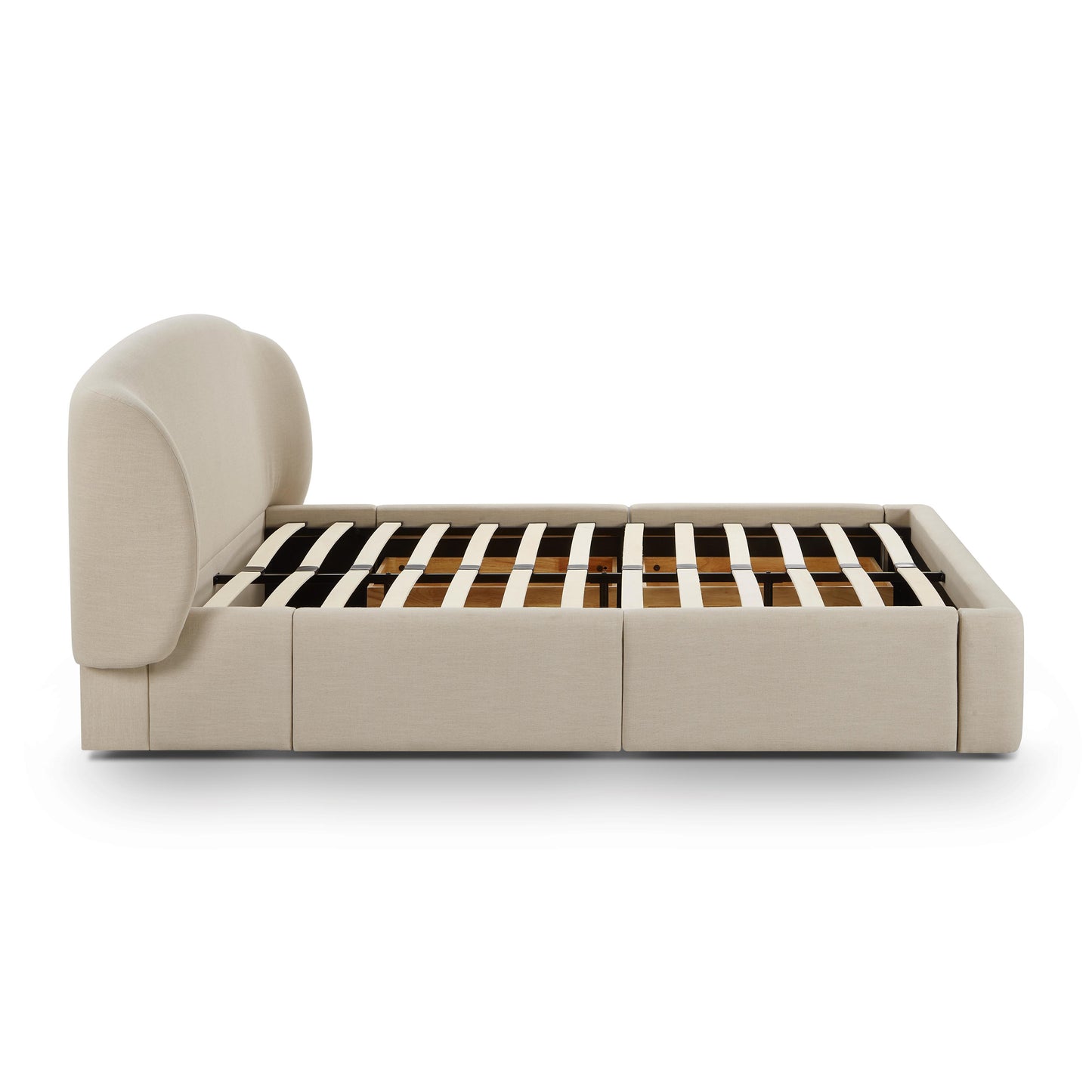 Savanna Upcycled Linen Platform Storage Bed - Taupe