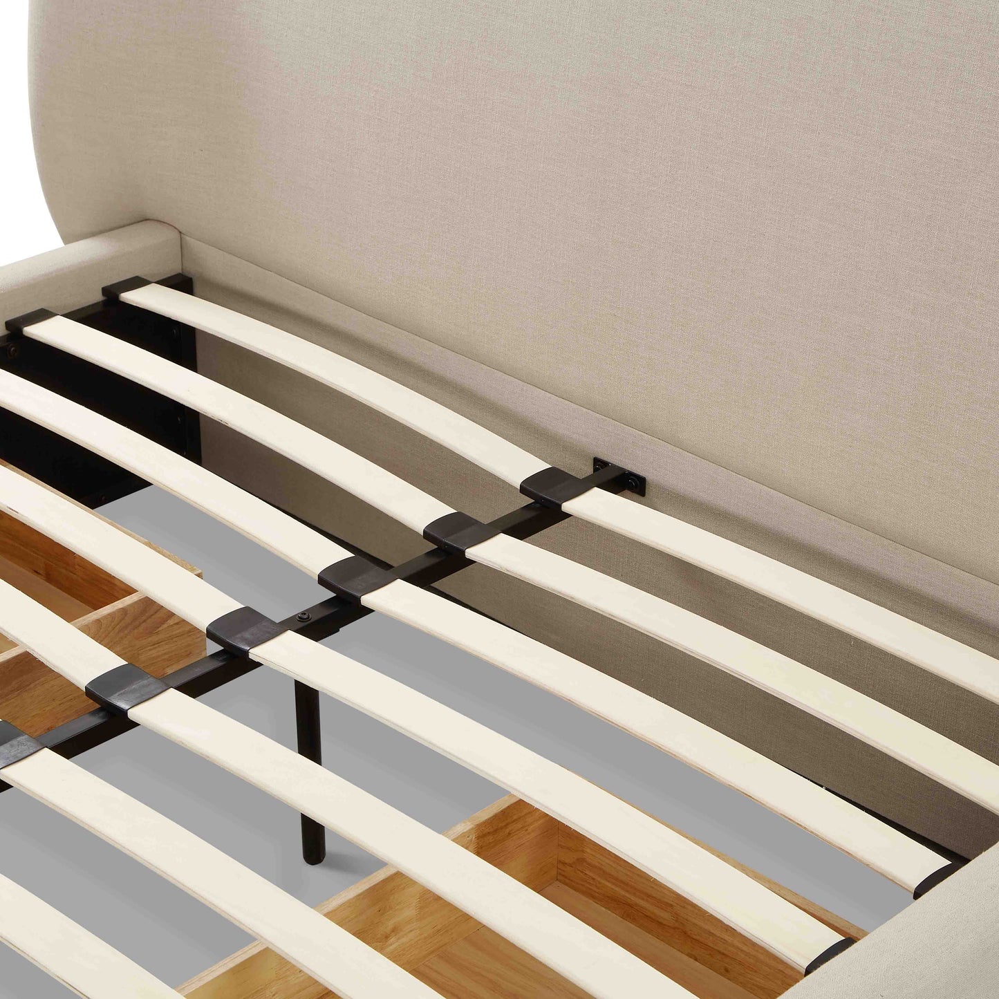 Savanna Upcycled Linen Platform Storage Bed - Taupe