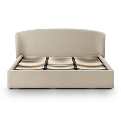 ReForm Creative Home Savanna Upcycled Linen Platform Storage Bed - Taupe Free Delivery USA & Canada