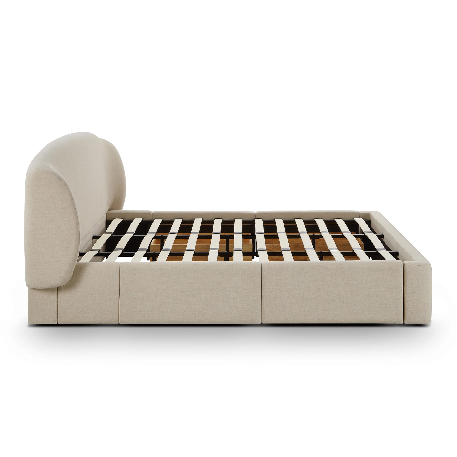 ReForm Creative Home Savanna Upcycled Linen Platform Storage Bed - Taupe Free Delivery USA & Canada