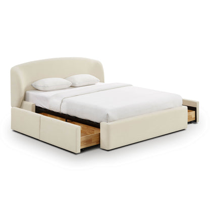 ReForm Creative Home Savanna Upcycled Linen Platform Storage Bed - Cream Free Delivery USA & Canada