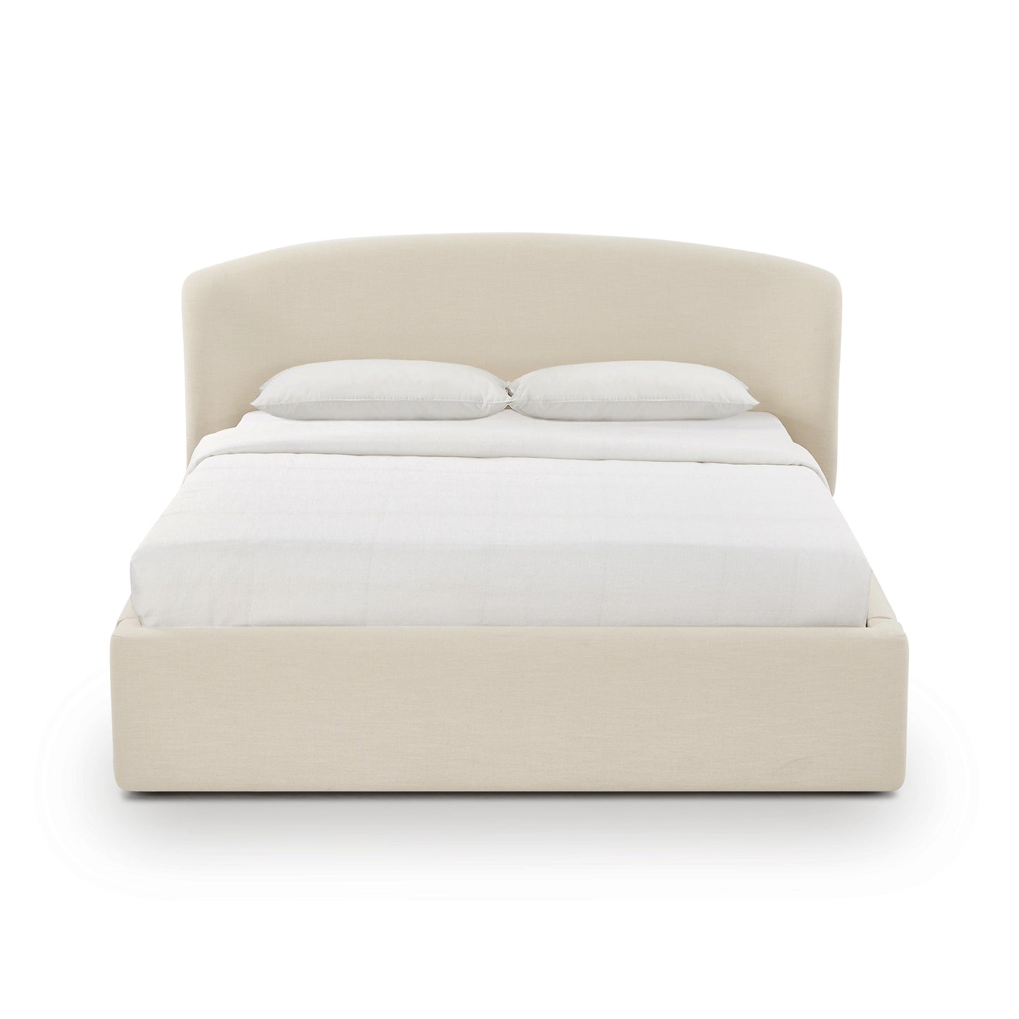 Savanna Upcycled Linen Platform Storage Bed - Cream