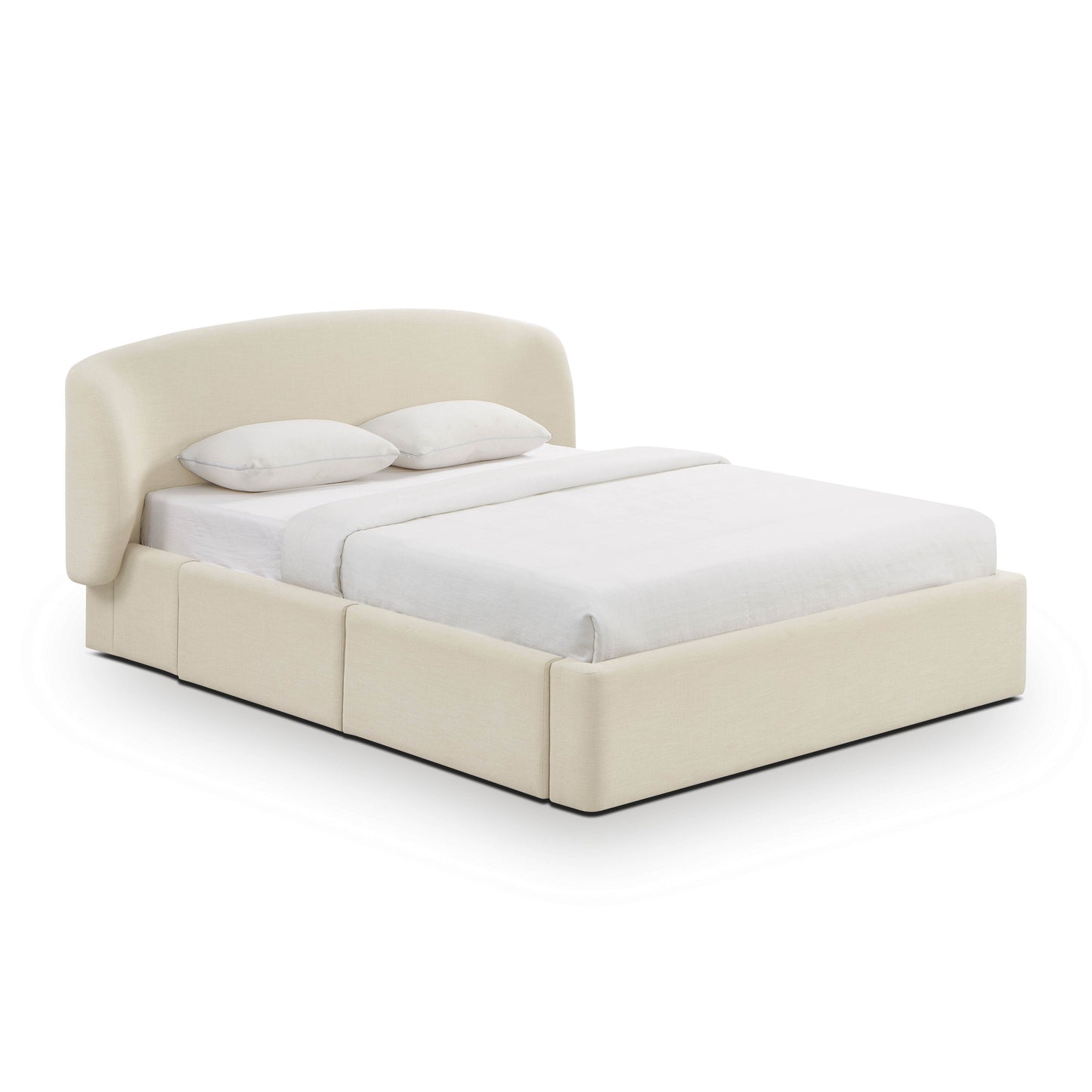 Savanna Upcycled Linen Platform Storage Bed - Cream