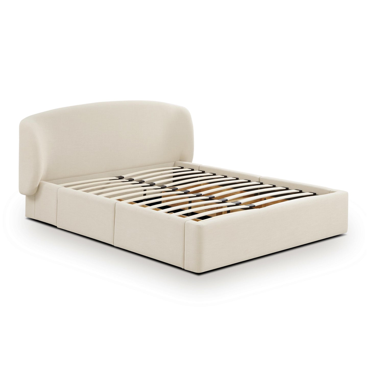 Savanna Upcycled Linen Platform Storage Bed - Cream